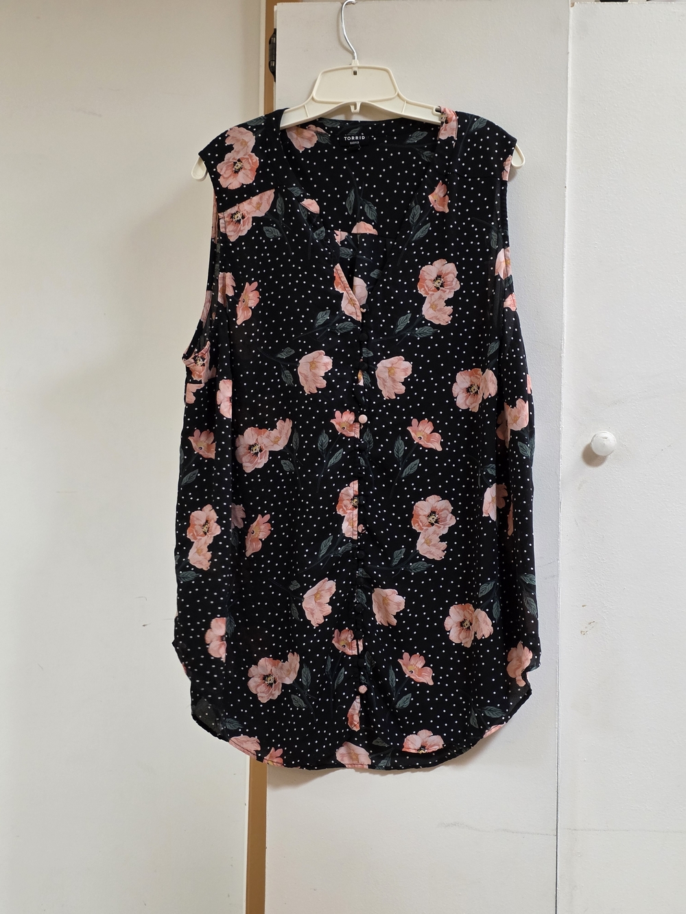 Floral Polka Dotted Sleeveless Blouse